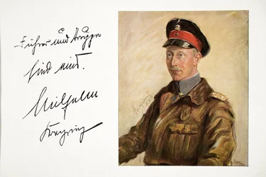 William, Tysklands kronprins i arméuniform, pub. 16 april 1917 (färglitografi)